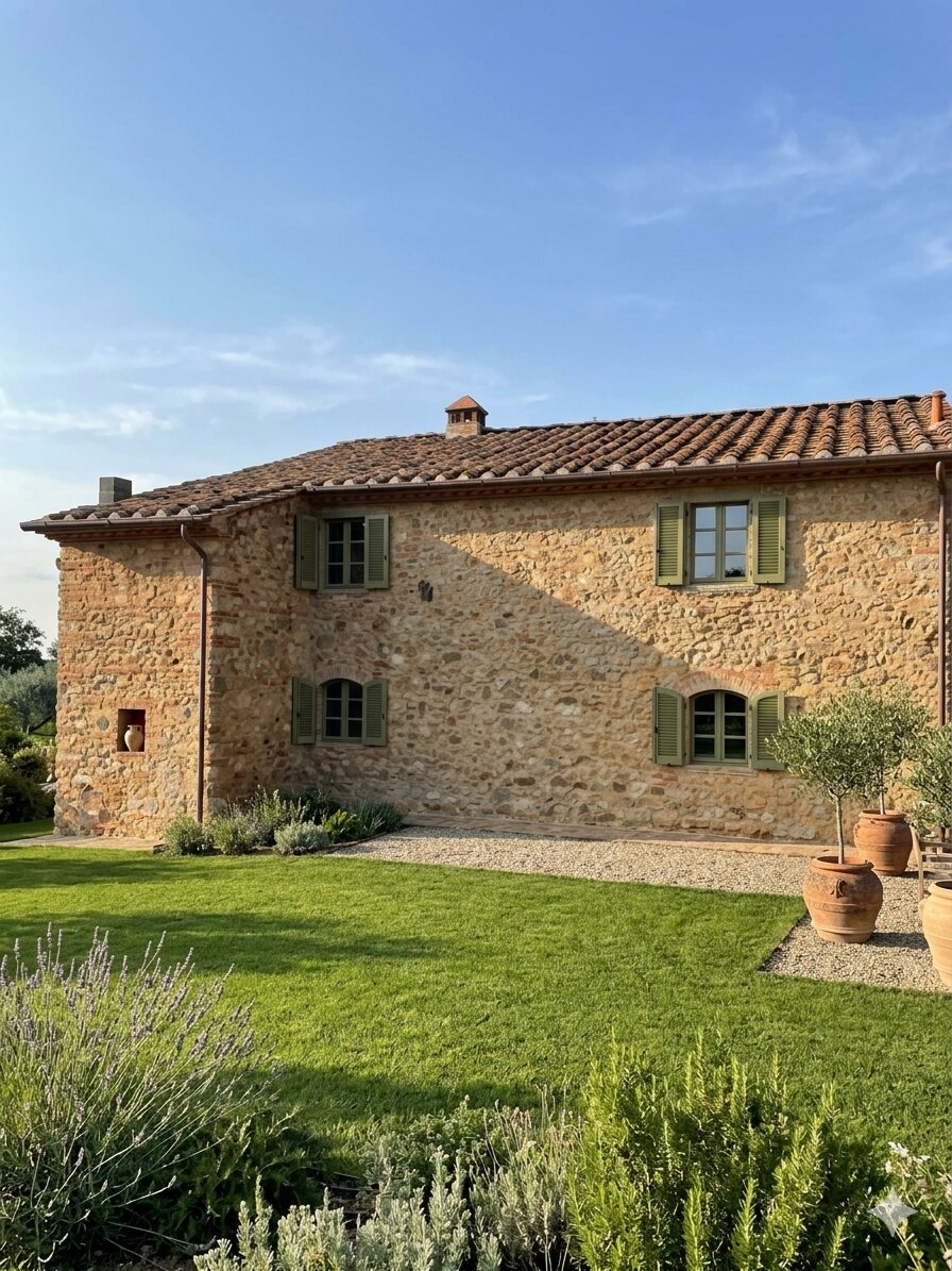 Casolare toscano restaurato con tetto in tegole